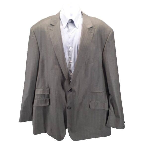 Mecca Mens Gray Stripe Sport Coat Suit Jacket Blazer Size 54L Notch Lapel - Picture 1 of 16